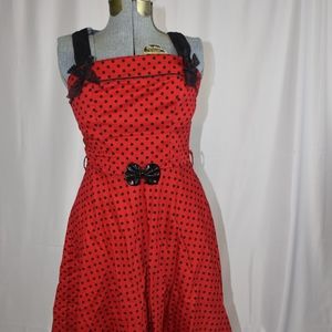 Hell Bunny medium dress red black polka dot 50s